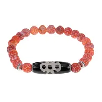 Браслет с бусиной Дзи Гаруда и нат.камнем Африканский агат BSDS8-08-04