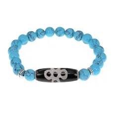Браслет с бусиной Дзи Гаруда и синт.камнем Бирюза BSDS8-08-05