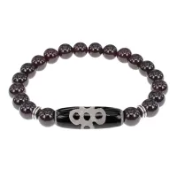 Браслет с бусиной Дзи Гаруда и нат.камнем Гранат BSDS8-08-06