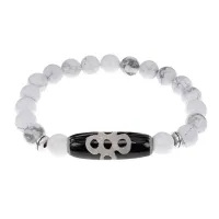 Браслет с бусиной Дзи Гаруда и нат.камнем Кахолонг BSDS8-08-07