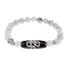 Браслет с бусиной Дзи Гаруда и нат.камнем Кахолонг BSDS8-08-07