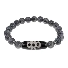 Браслет с бусиной Дзи Гаруда и нат.камнем Лабрадор BSDS8-08-08