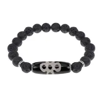 Браслет с бусиной Дзи Гаруда и нат.камнем Лава BSDS8-08-09