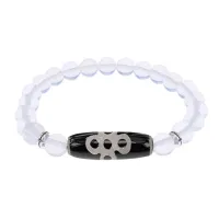 Браслет с бусиной Дзи Гаруда и синт.камнем Лунный камень BSDS8-08-11