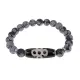 Браслет с бусиной Дзи Гаруда и нат.камнем Снежный обсидиан BSDS8-08-14