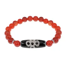 Браслет с бусиной Дзи Гаруда и нат.камнем Сердолик BSDS8-08-17