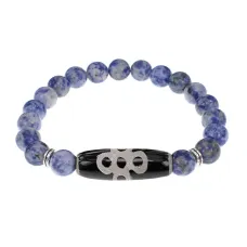 Браслет с бусиной Дзи Гаруда и нат.камнем Содалит BSDS8-08-18