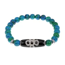 Браслет с бусиной Дзи Гаруда и синт.камнем Хризоколла BSDS8-08-21