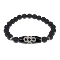 Браслет с бусиной Дзи Гаруда и синт.камнем Шунгит BSDS8-08-24