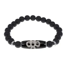 Браслет с бусиной Дзи Гаруда и синт.камнем Шунгит BSDS8-08-24