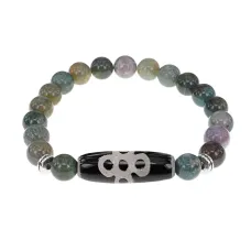 Браслет с бусиной Дзи Гаруда и нат.камнем Яшма BSDS8-08-25