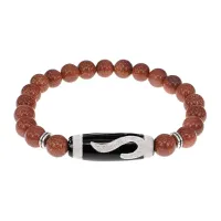 Браслет с бусиной Дзи Золотой ключ и синт.камнем Коричневый авантюрин BSDS8-09-01