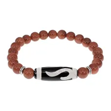 Браслет с бусиной Дзи Золотой ключ и синт.камнем Коричневый авантюрин BSDS8-09-01