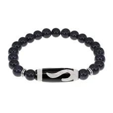 Браслет с бусиной Дзи Золотой ключ и синт.камнем Синий авантюрин BSDS8-09-02