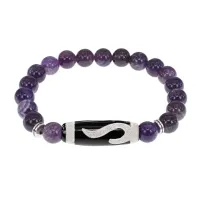 Браслет с бусиной Дзи Золотой ключ и нат.камнем Аметист BSDS8-09-03