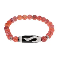 Браслет с бусиной Дзи Золотой ключ и нат.камнем Африканский агат BSDS8-09-04