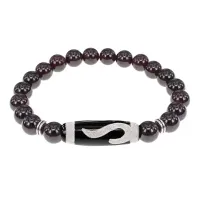 Браслет с бусиной Дзи Золотой ключ и нат.камнем Гранат BSDS8-09-06