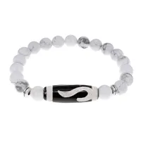 Браслет с бусиной Дзи Золотой ключ и нат.камнем Кахолонг BSDS8-09-07