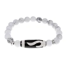 Браслет с бусиной Дзи Золотой ключ и нат.камнем Кахолонг BSDS8-09-07