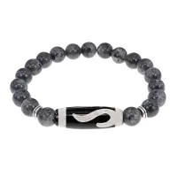 Браслет с бусиной Дзи Золотой ключ и нат.камнем Лабрадор BSDS8-09-08