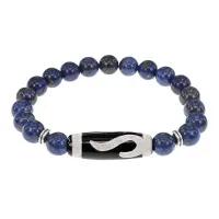 Браслет с бусиной Дзи Золотой ключ и нат.камнем Лазурит BSDS8-09-10