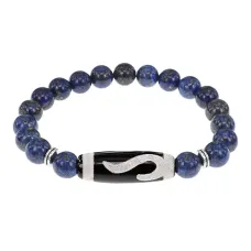 Браслет с бусиной Дзи Золотой ключ и нат.камнем Лазурит BSDS8-09-10