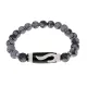 Браслет с бусиной Дзи Золотой ключ и нат.камнем Снежный обсидиан BSDS8-09-14