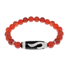 Браслет с бусиной Дзи Золотой ключ и нат.камнем Сердолик BSDS8-09-17