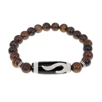 Браслет с бусиной Дзи Золотой ключ и нат.камнем Тигровый глаз BSDS8-09-19