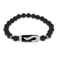 Браслет с бусиной Дзи Золотой ключ и синт.камнем Шунгит BSDS8-09-24