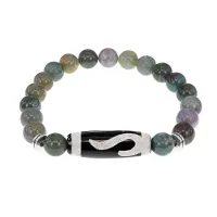 Браслет с бусиной Дзи Золотой ключ и нат.камнем Яшма BSDS8-09-25