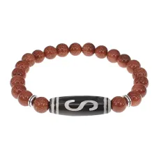 Браслет с бусиной Дзи Денежный крючок и синт.камнем Коричневый авантюрин BSDS8-10-01