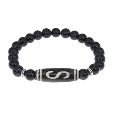 Браслет с бусиной Дзи Денежный крючок и синт.камнем Синий авантюрин BSDS8-10-02