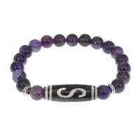 Браслет с бусиной Дзи Денежный крючок и нат.камнем Аметист BSDS8-10-03