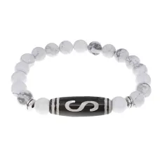 Браслет с бусиной Дзи Денежный крючок и нат.камнем Кахолонг BSDS8-10-07