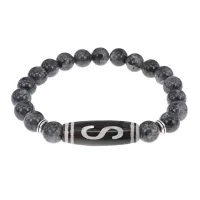 Браслет с бусиной Дзи Денежный крючок и нат.камнем Лабрадор BSDS8-10-08