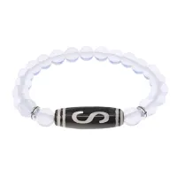 Браслет с бусиной Дзи Денежный крючок и синт.камнем Лунный камень BSDS8-10-11