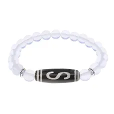 Браслет с бусиной Дзи Денежный крючок и синт.камнем Лунный камень BSDS8-10-11