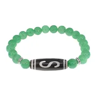 Браслет с бусиной Дзи Денежный крючок и нат.камнем Нефрит BSDS8-10-13