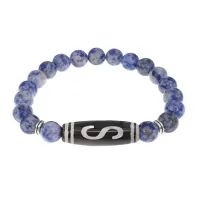 Браслет с бусиной Дзи Денежный крючок и нат.камнем Содалит BSDS8-10-18