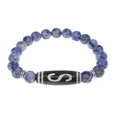 Браслет с бусиной Дзи Денежный крючок и нат.камнем Содалит BSDS8-10-18
