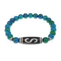 Браслет с бусиной Дзи Денежный крючок и синт.камнем Хризоколла BSDS8-10-21