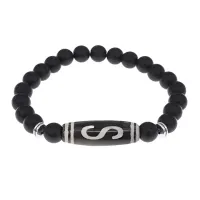 Браслет с бусиной Дзи Денежный крючок и синт.камнем Шунгит BSDS8-10-24