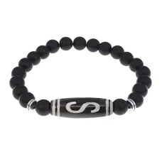 Браслет с бусиной Дзи Денежный крючок и синт.камнем Шунгит BSDS8-10-24
