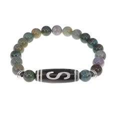 Браслет с бусиной Дзи Денежный крючок и нат.камнем Яшма BSDS8-10-25