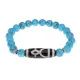 Браслет с бусиной Дзи Кубера и синт.камнем Бирюза BSDS8-11-05