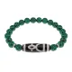 Браслет с бусиной Дзи Кубера и синт.камнем Малахит BSDS8-11-12