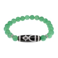 Браслет с бусиной Дзи Кубера и нат.камнем Нефрит BSDS8-11-13