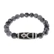 Браслет с бусиной Дзи Кубера и нат.камнем Снежный обсидиан BSDS8-11-14
