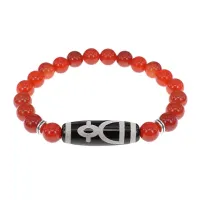 Браслет с бусиной Дзи Кубера и нат.камнем Сердолик BSDS8-11-17